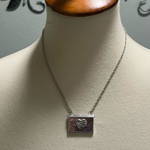 Brighton Silver Heart Envelope With Post Card Inside Necklace #BJNK - Picture 10 of 10